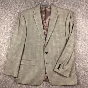 Lauren Ralph Lauren Men’s Sports Coat Jacket Beige Brown Blue Glen Plaid 44R 697